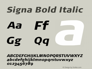 Signa-BoldItalic Version 7.504图片样张