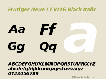 FrutigerNeueLTW1G-BlackIt Version 1.00图片样张
