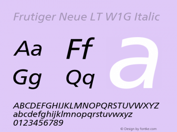 FrutigerNeueLTW1G-Italic Version 1.00图片样张