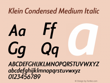 KleinCondensed-MediumItalic Version 1.102;hotconv 1.0.109;makeotfexe 2.5.65596图片样张