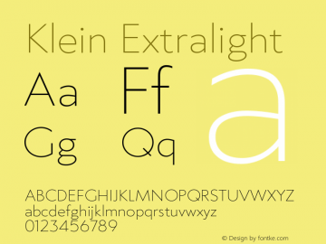 Klein-ExtraLight Version 1.102;hotconv 1.0.109;makeotfexe 2.5.65596图片样张