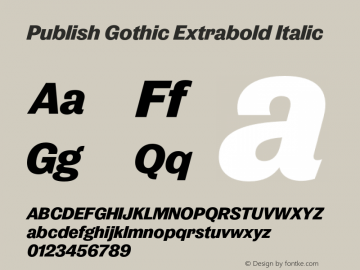 Publish Gothic Extrabold Italic Version 1.000;hotconv 1.0.109;makeotfexe 2.5.65596图片样张