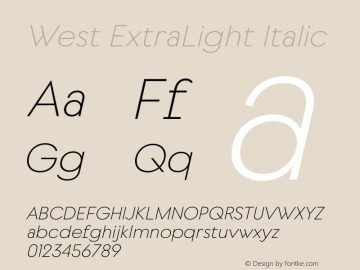 West ExtraLight Italic Version 1.000 | web-otf图片样张