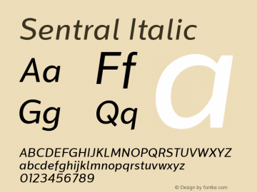 Sentral Italic Version 1.000;PS 001.000;hotconv 1.0.88;makeotf.lib2.5.64775图片样张