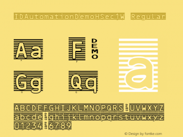 IDAutomationDemoHSec1W Regular Version 4.900;PS 004.009;hotconv 1.0.38 Font Sample