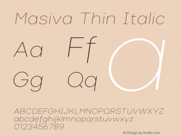 Masiva-ThinItalic Version 001.001 ;YWFTv17图片样张