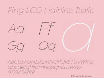 PingLCG-HairlineItalic Version 1.00 | w-rip DC20190320图片样张
