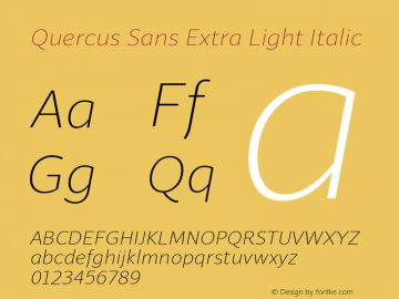 QuercusSans-ExtraLightItalic Version 1.000;com.myfonts.easy.storm.quercus-sans.thin-italic.wfkit2.version.4mv3图片样张