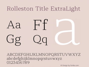 RollestonTitle-ExtraLight Version 1.000图片样张