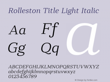 RollestonTitle-LightItalic Version 1.000图片样张