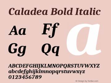Caladea Bold Italic Version 1.002图片样张