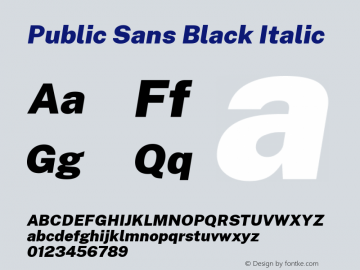 Public Sans Black Italic Version 1.000;PS 001.000;hotconv 1.0.88;makeotf.lib2.5.64775图片样张