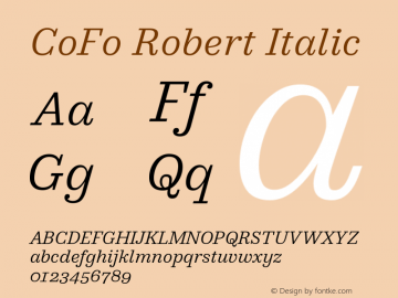 CoFo Robert Italic Version 1.001;PS 1.1;hotconv 16.6.54;makeotf.lib2.5.65590图片样张