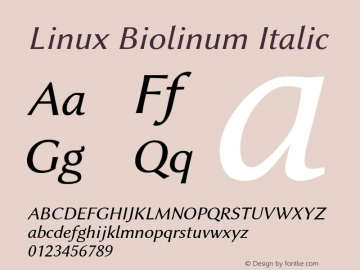 Linux Biolinum Italic Version 1.1.3 ; ttfautohint (v0.9)图片样张