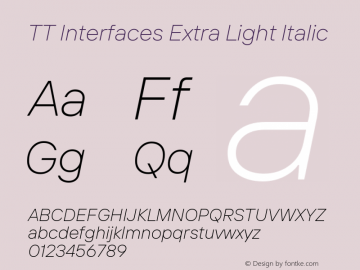 TTInterfaces-ExtraLightItalic Version 1.00图片样张