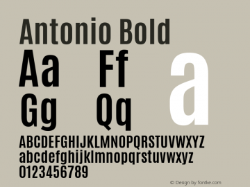 Antonio Bold Version 1 ; ttfautohint (v0.94.20-1c74) -l 8 -r 50 -G 200 -x 0 -w 