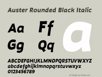 AusterRounded-BlackItalic Version 1.000;PS 001.000;hotconv 1.0.88;makeotf.lib2.5.64775图片样张