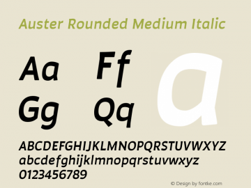 AusterRounded-MediumItalic Version 1.000;PS 001.000;hotconv 1.0.88;makeotf.lib2.5.64775图片样张