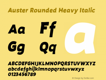 AusterRounded-HeavyItalic Version 1.000;PS 001.000;hotconv 1.0.88;makeotf.lib2.5.64775图片样张