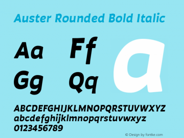 AusterRounded-BoldItalic Version 1.000;PS 001.000;hotconv 1.0.88;makeotf.lib2.5.64775图片样张