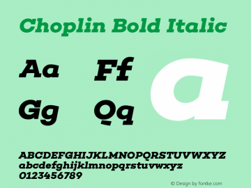 Choplin Bold Italic Version 1.000;PS 001.000;hotconv 1.0.70;makeotf.lib2.5.58329图片样张