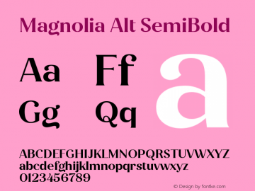 Magnolia Alt SemiBold Version 1.001;PS 001.001;hotconv 1.0.88;makeotf.lib2.5.64775图片样张