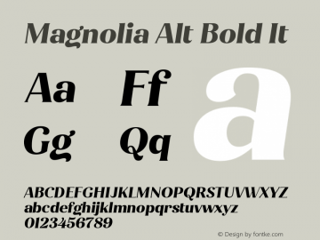 Magnolia Alt Bold It Version 1.001;PS 001.001;hotconv 1.0.88;makeotf.lib2.5.64775图片样张
