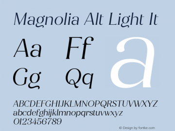 Magnolia Alt Light It Version 1.001;PS 001.001;hotconv 1.0.88;makeotf.lib2.5.64775图片样张