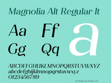 Magnolia Alt Regular It Version 1.001;PS 001.001;hotconv 1.0.88;makeotf.lib2.5.64775图片样张