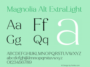 Magnolia Alt ExtraLight Version 1.001;PS 001.001;hotconv 1.0.88;makeotf.lib2.5.64775图片样张