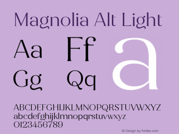 Magnolia Alt Light Version 1.001;PS 001.001;hotconv 1.0.88;makeotf.lib2.5.64775图片样张