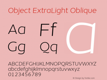 Object-ExtraLightOblique Version 1.002;PS 001.002;hotconv 1.0.88;makeotf.lib2.5.64775图片样张