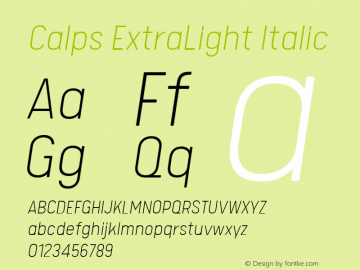 Calps ExtraLight Italic Version 1.000图片样张