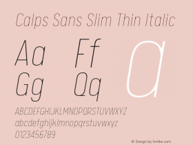 CalpsSansSlim-ThinItalic Version 1.0 | wf-rip DC20180715图片样张