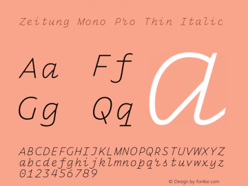 ZeitungMonoPro-ThinItalic Version 1.001图片样张