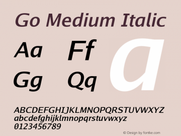 Go Medium Italic Version 2.008; ttfautohint (v1.6)图片样张