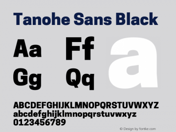 Tanohe Sans Black Version 1.00;January 12, 2020;FontCreator 12.0.0.2547 64-bit; ttfautohint (v1.6)图片样张