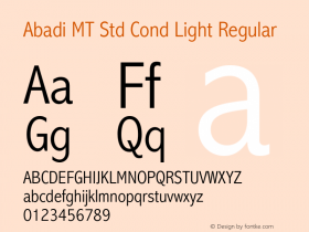 Abadi MT Std Cond Light Regular Version 1.000;PS 001.000;hotconv 1.0.38 Font Sample