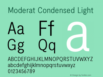Moderat Condensed Light Version 3.000;PS 003.000;hotconv 1.0.88;makeotf.lib2.5.64775图片样张