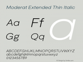 Moderat Extended Thin Italic Version 3.000;PS 003.000;hotconv 1.0.88;makeotf.lib2.5.64775图片样张