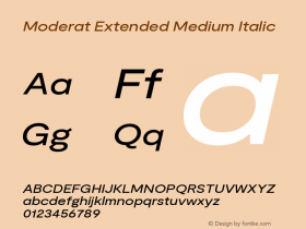 Moderat Extended Medium Italic Version 3.000;PS 003.000;hotconv 1.0.88;makeotf.lib2.5.64775图片样张