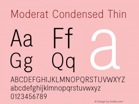 Moderat Condensed Thin Version 3.000;PS 003.000;hotconv 1.0.88;makeotf.lib2.5.64775图片样张
