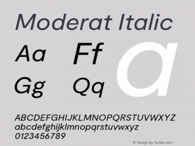 Moderat Regular Italic Version 3.000;PS 003.000;hotconv 1.0.88;makeotf.lib2.5.64775图片样张
