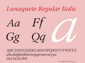 Lunaquete-Italic Version 1.002 | wf-rip DC20170330图片样张