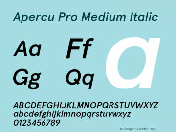 ApercuPro-MediumItalic Version 5.002 | wf-rip DC20190315图片样张