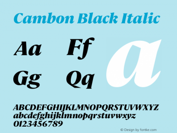 Cambon-BlackItalic Version 1.000;PS 1.0;hotconv 1.0.88;makeotf.lib2.5.647800图片样张