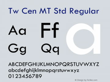 Tw Cen MT Std Regular OTF 1.000;PS 001.000;Core 1.0.29图片样张