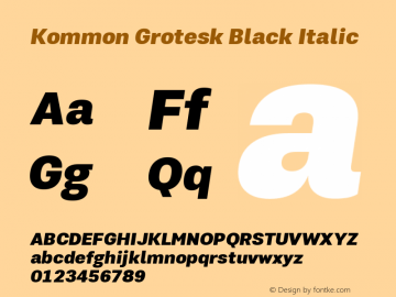 KommonGrotesk-BlackIt Version 1.000 | wf-rip DC20181220图片样张