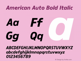 AmericanAuto-BoldItalic Version 1.000;PS 001.000;hotconv 1.0.88;makeotf.lib2.5.64775图片样张