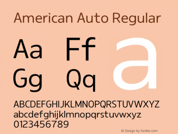 AmericanAuto-Regular Version 1.000;PS 001.000;hotconv 1.0.88;makeotf.lib2.5.64775图片样张